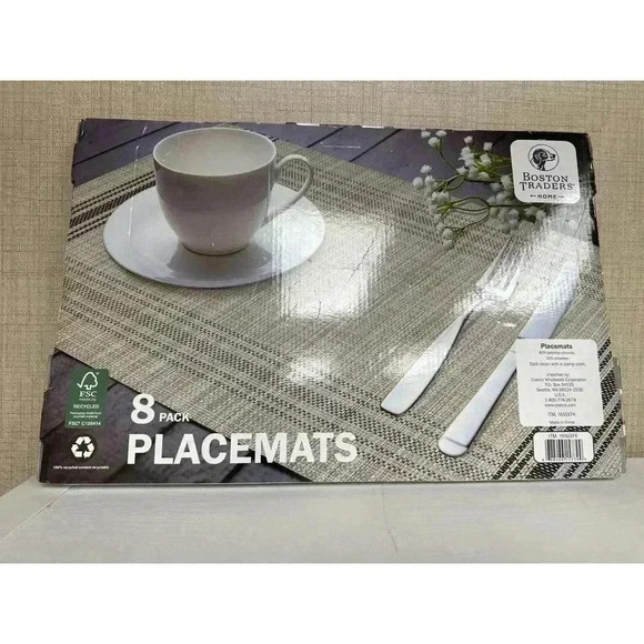 Boston Traders Home Indoor Outdoor Dining 8-Pack Placemats, 18"x12" - Picture 3 of 4